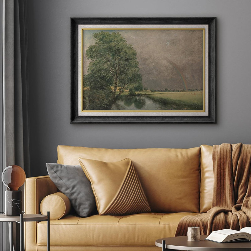 «Rustic Countryside Wildflower Field Landscape Vintage Nature Wilderness», reproduction imprimée sur papier, Cadre noir