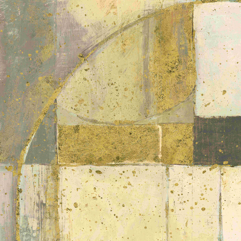 «Gilded Blues Before Sunrise II» par Mike Schick - peinture sur toile tendue, H 36 po x l 36 po, Non, Cadre flottant noyer