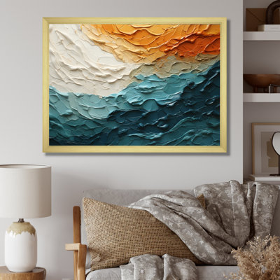 Teal Orange Ocean Coastal Essence Collage - Ocean Large Wall Art