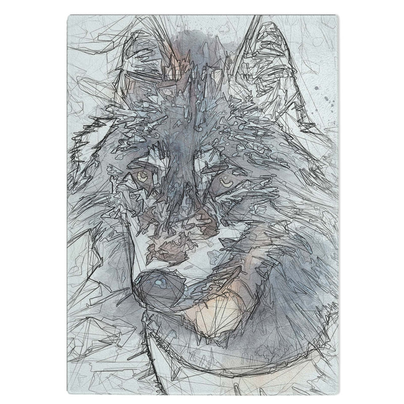 Tempered Glass the Eyes of a Wolf in Abstract Chopping Board, 20 cm W x 28.5 cm L