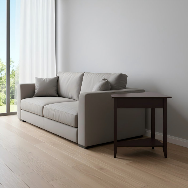 2-Level End Table with Storage Shelf, Unique Irregular Sofa Side Table Featuring Solid Wood Legs, 1