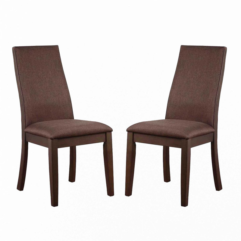 Set Of 2 Fabric Upholstered Dining Chairs, Chocolate