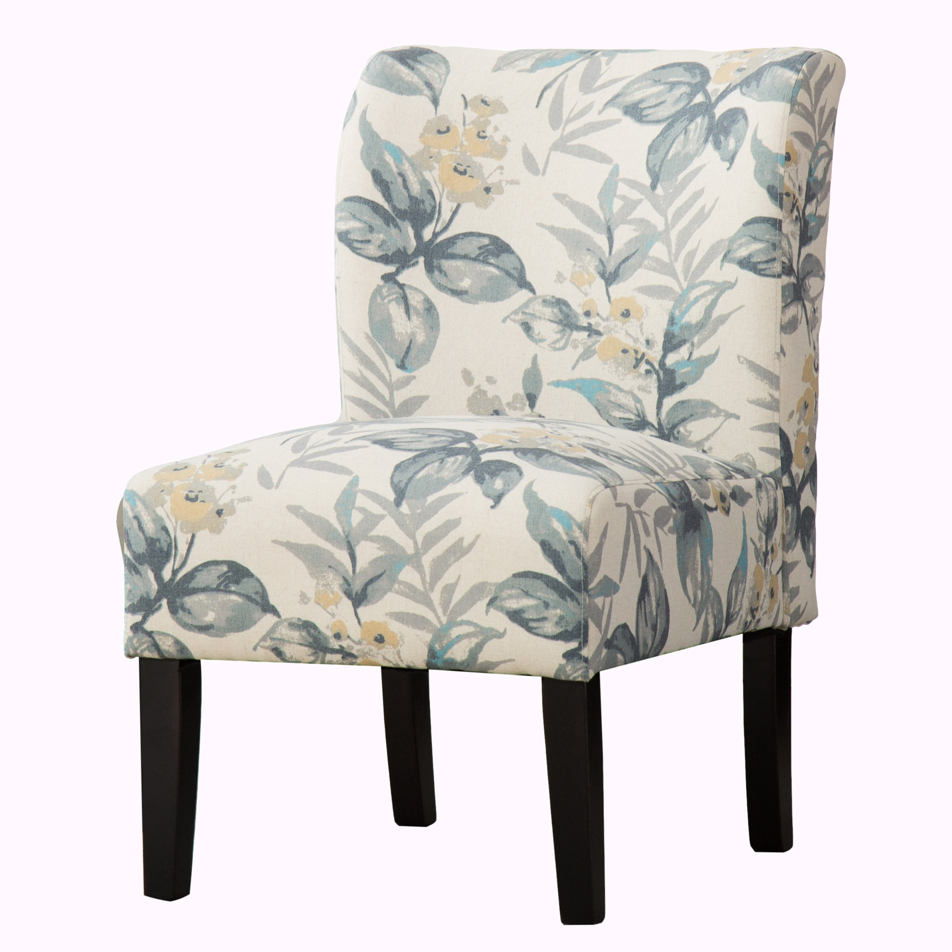 Winston Porter Capa Print Fabric Armless Accent Chair with Leaves ...