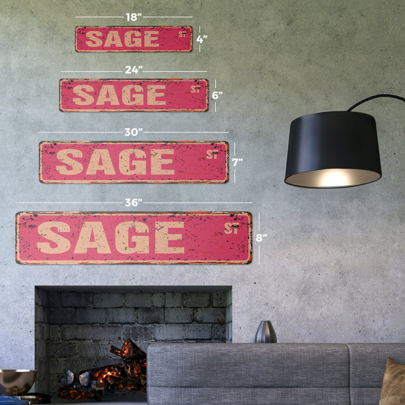 Plaque de rue sauge en aluminium
