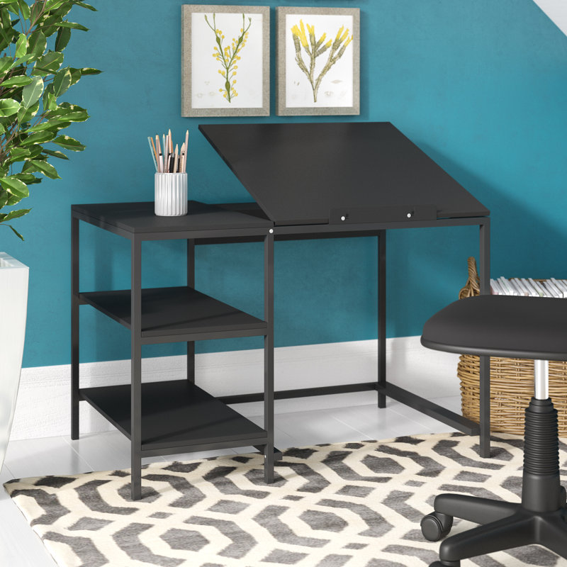 Marlie Metal Base Writing Desk, Black