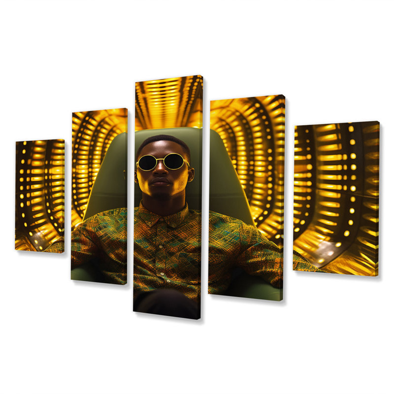 «American Golden rapper», impression d'art mural - 5 panneaux