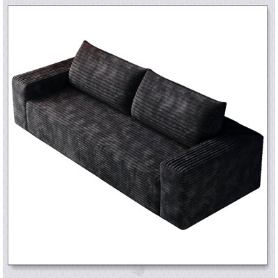 Canapé en velours côtelé de 71 pouces avec assise profonde, aucun assemblage requis, parfait pour le salon et la chambre à coucher