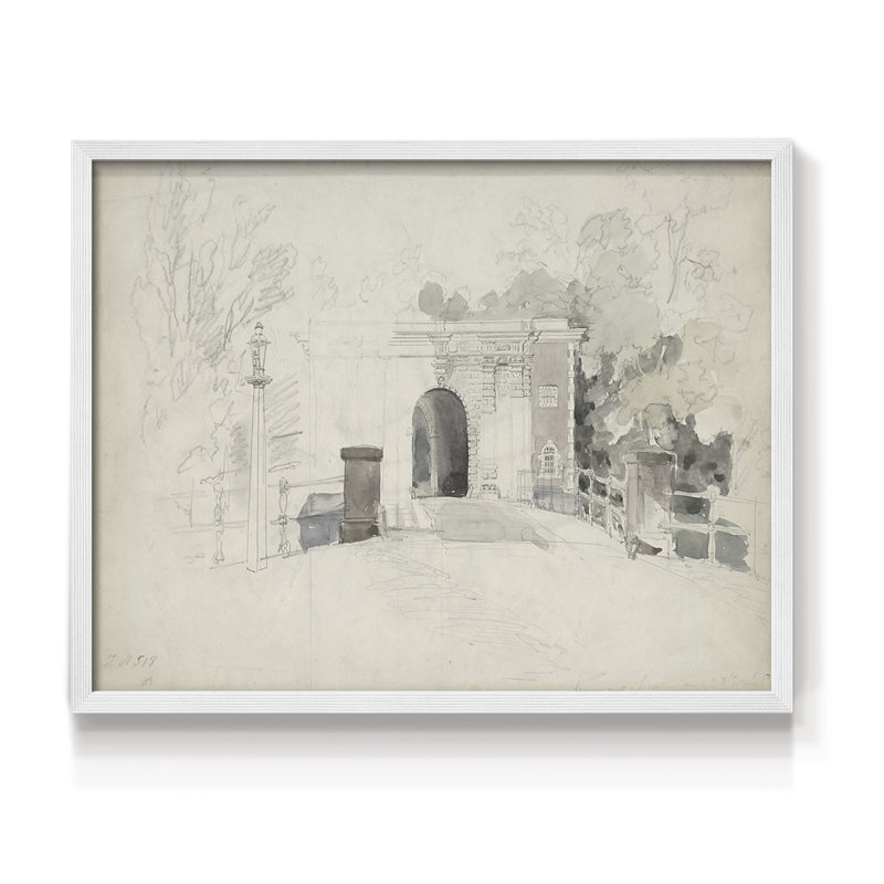 Vintage Sketch Work-XXV -Framed Print - Restickable, 22" H x 28" W, White
