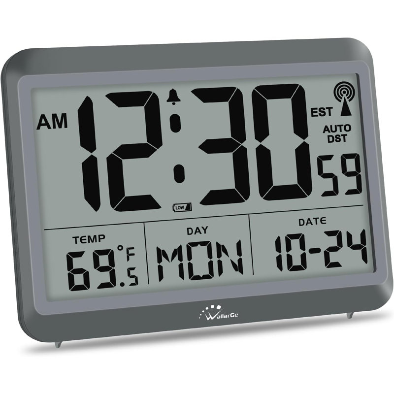 Digital Electric Tabletop Clock with Alarm Grey