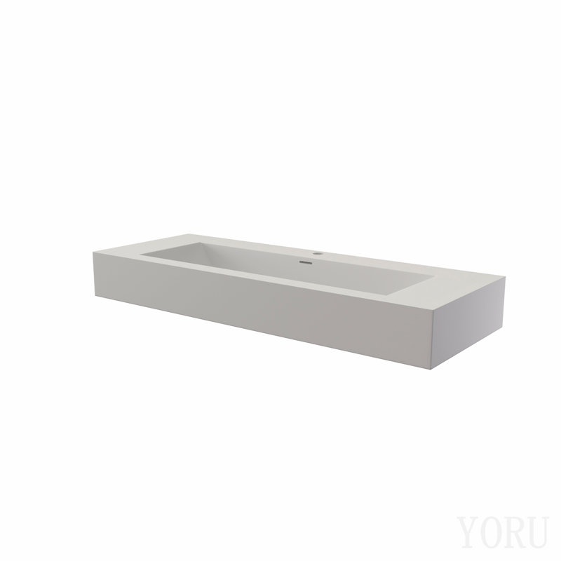 Lavabo à surface solide de 48 pouces, couleur blanc mat