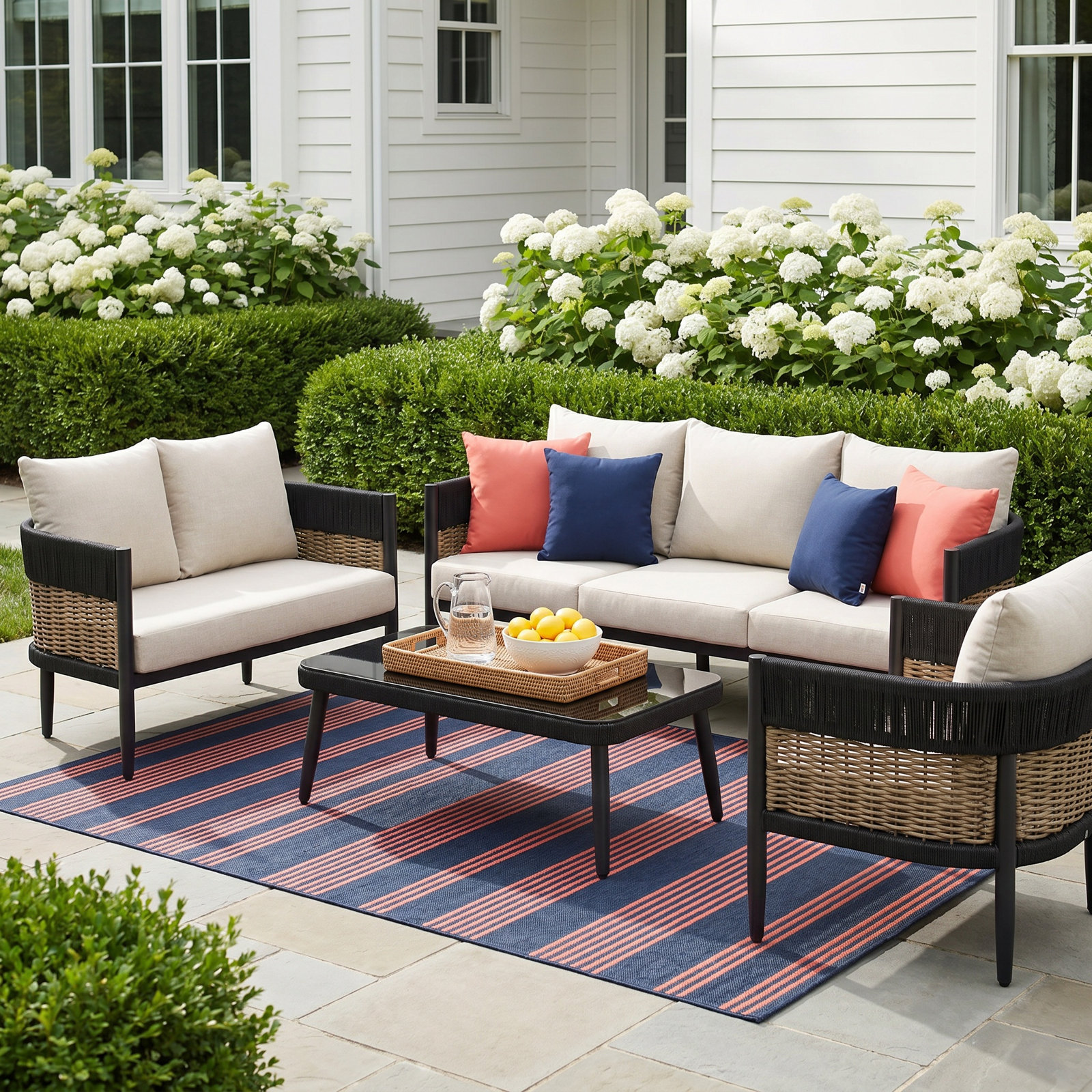 Corrente 5 Piece Outdoor Conversation Set, Beige
