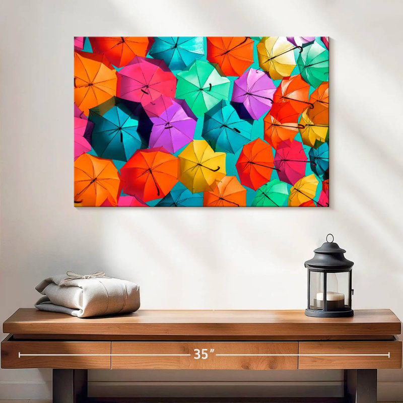 Kerner Colourful Umbrellas - Turquoise Sky III, 16" H x 24" W