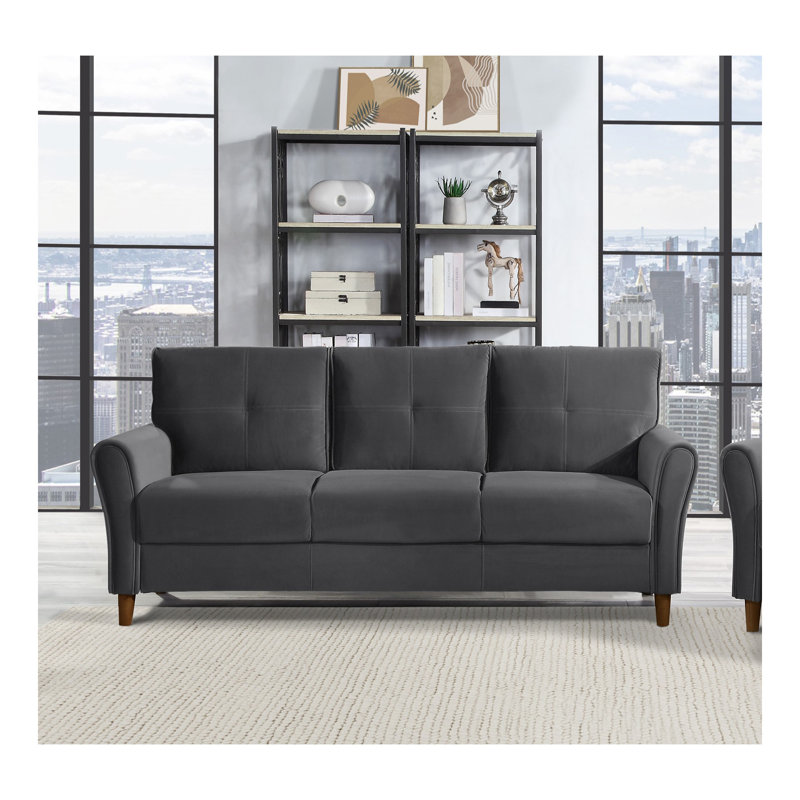 Canapé confortable en velours bleu rembourré 1pc, Gris