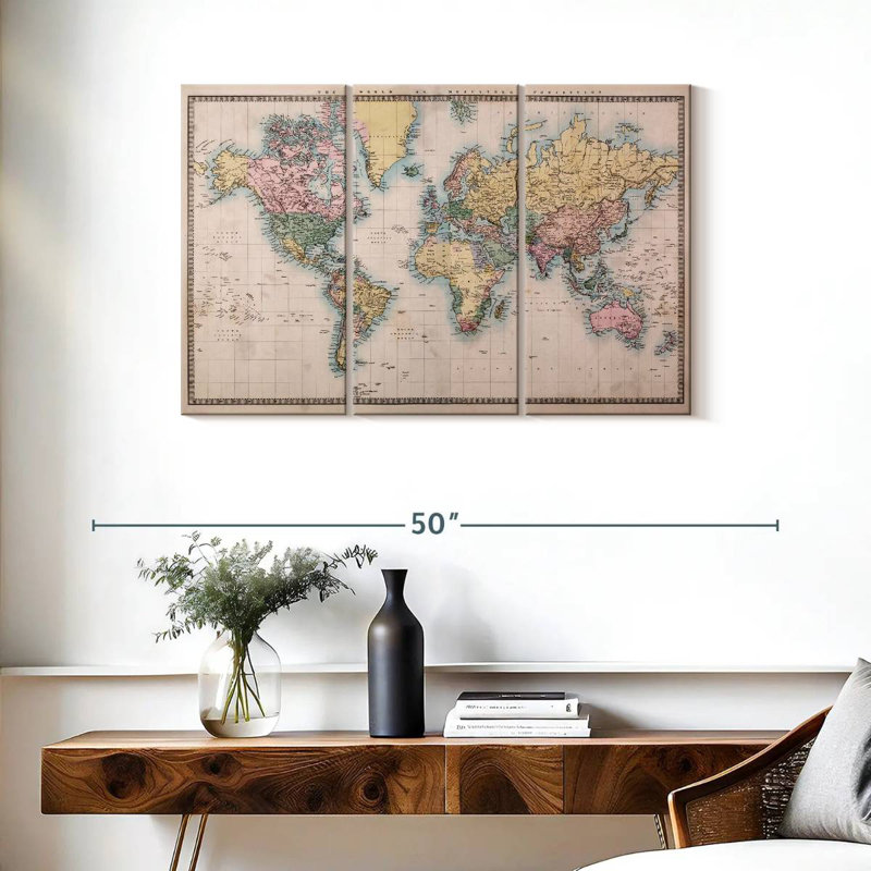 Carte du monde Aliaz Mercator Projection, H 24 po x l 38 po