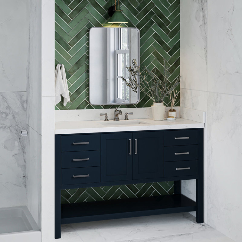 ARIEL Magnolia 54 Single Bathroom Vanity with Top, Midnight Blue, Rectangular