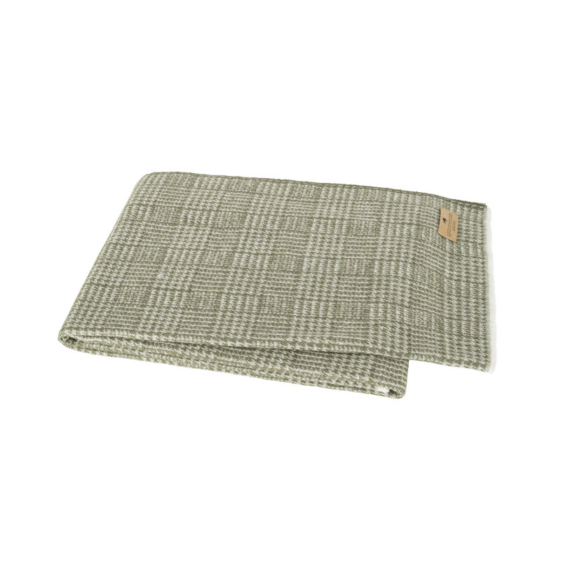 Sutton Plaid Throw,  Chive Houndstooth