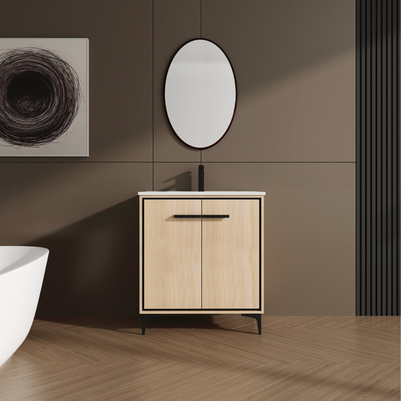 Meuble-lavabo de 30 po avec lavabo et portes en bois d'ingénierie, 30"