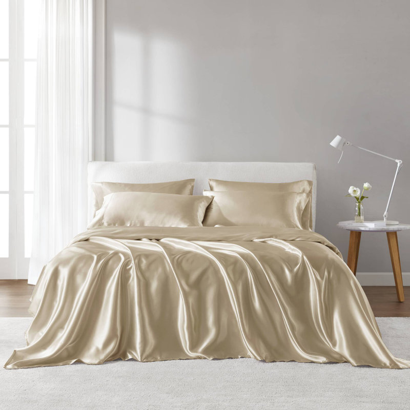 Satin Luxury Sheet Set, Queen Sheet Set, Champagne