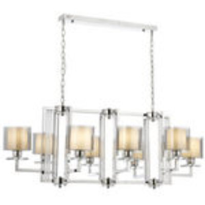 Lustre moderne en chrome avec 8 douilles E14, 39,4 x 43,3 x 23,6 pouces | Corps en métal durable et capuchon en verre élégant | Parfait pour le salon, la salle à manger et le vestibule, design élégant et novateur