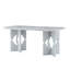 Table de salle à manger moderne en MDF à motif de marbre gris, structure évidée élégante avec détails en métal, table de cuisine compacte pour petits espaces-129420385