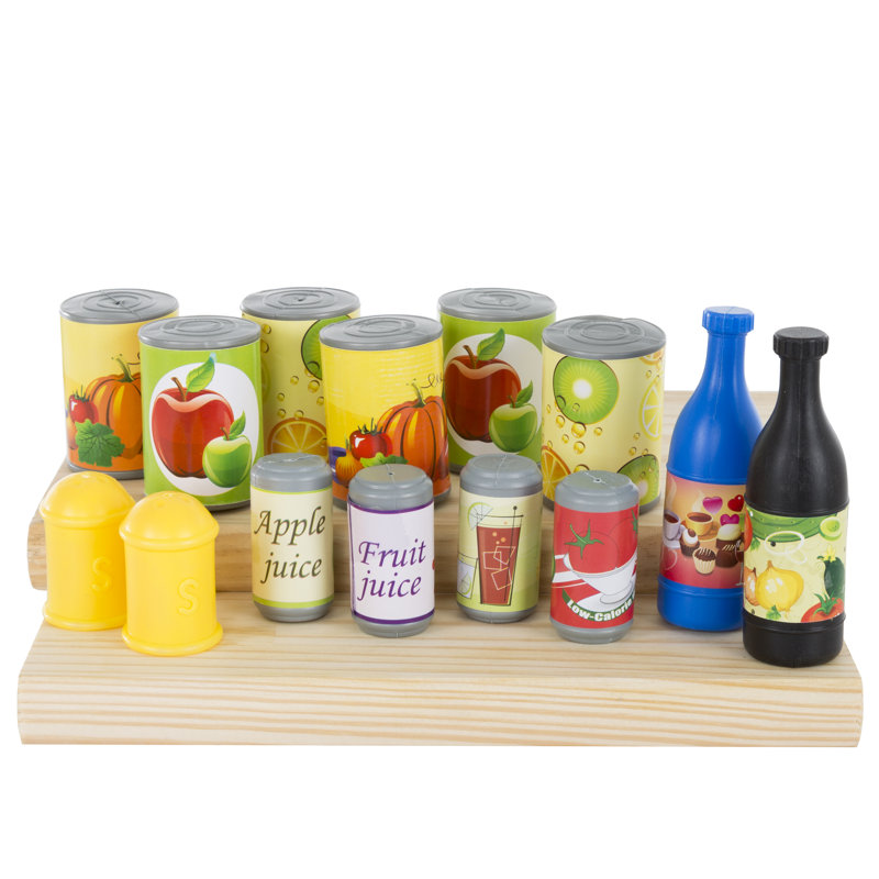Toy Food - Ensemble d'épicerie artificielle 120 pièces pour enfants faisant semblant de jouer - Comprend des aliments frais, en boîte et en conserve - Jouets de cuisine pour tout-petits par Hey Play