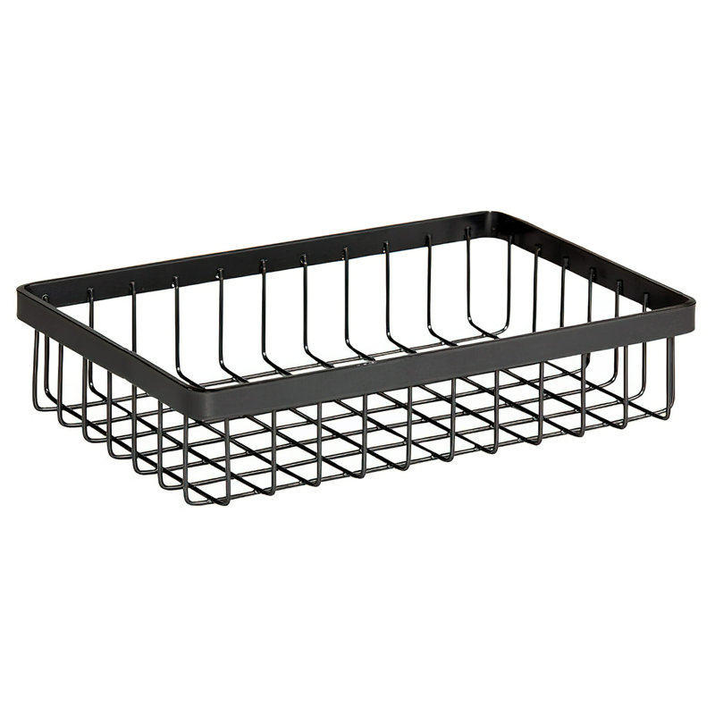 Black Rectangular Metal Wire Storage Basket, 9" x 6"