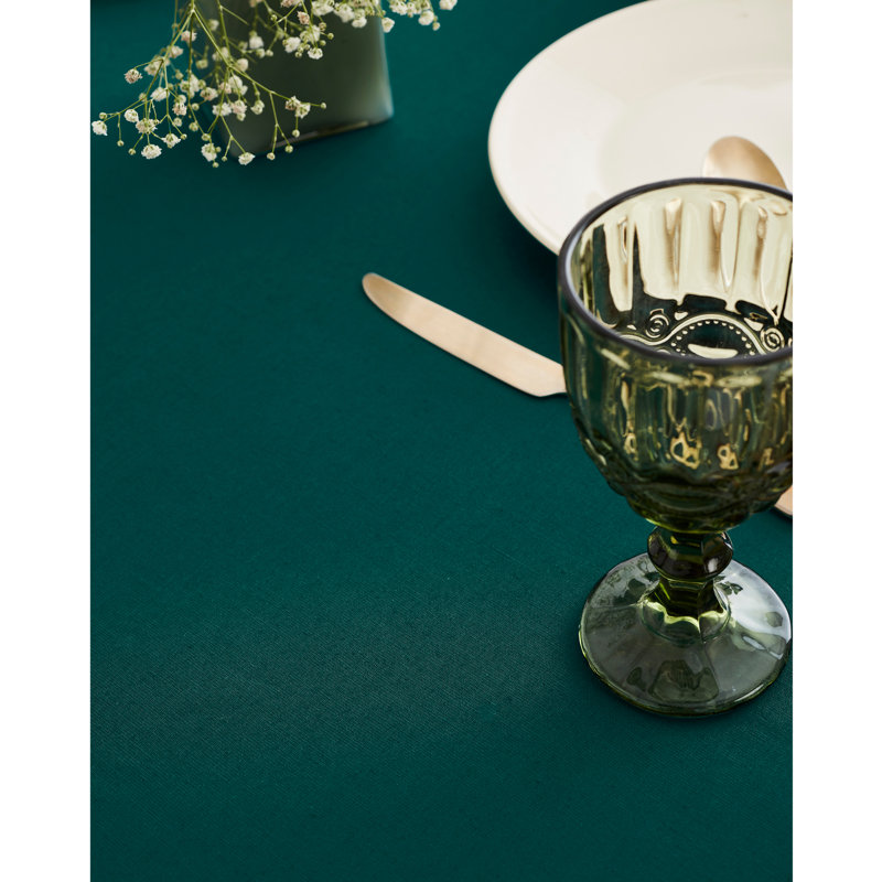 Dru Cotton Linen Plain Tablecloth, Dark Green, 72" x 54"
