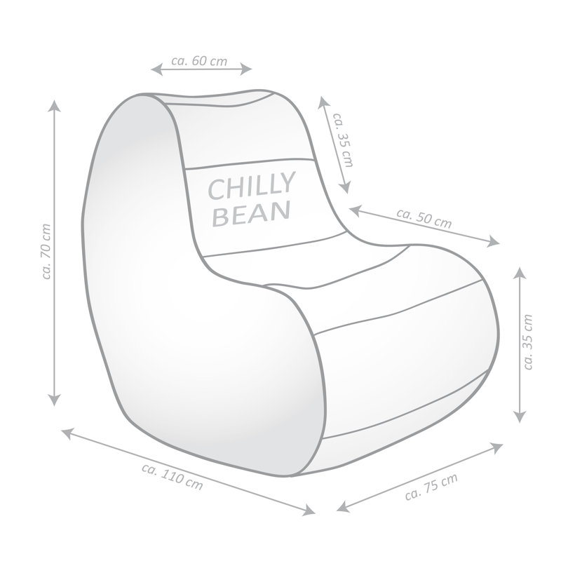  Chillybean Bean Bag Chair & Lounger, Gray