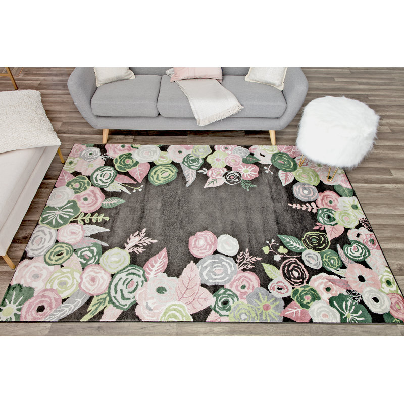 Valentina Floral Royal Blossom Pink Onyx Area Rug, Rectangle 5' x 7'