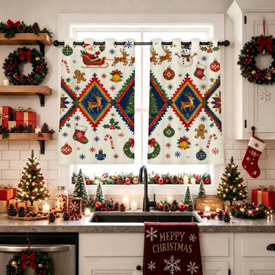 2 pièces rideaux occultants et isolants à motif de Noël pour salon, chambre à coucher, cuisine, décor à la maison