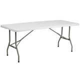8-Foot Bi-Fold Plastic Banquet and Event Folding Table with Carrying Handle