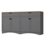 Rustic Two-Tone 63" TV Stand With Adjustable Shelves, Drawers & Multi-Use Storage