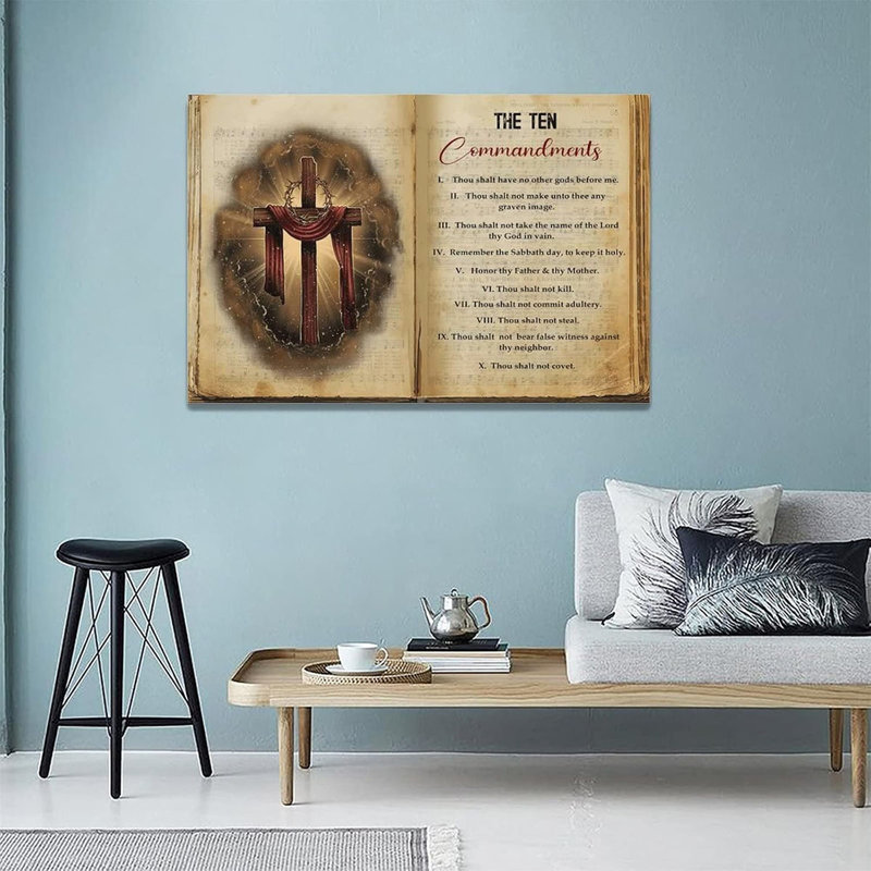 The Ten Commandments Cross Decor Wall Art 10 Commandments Bible Verse Christian Church Scripture Decor