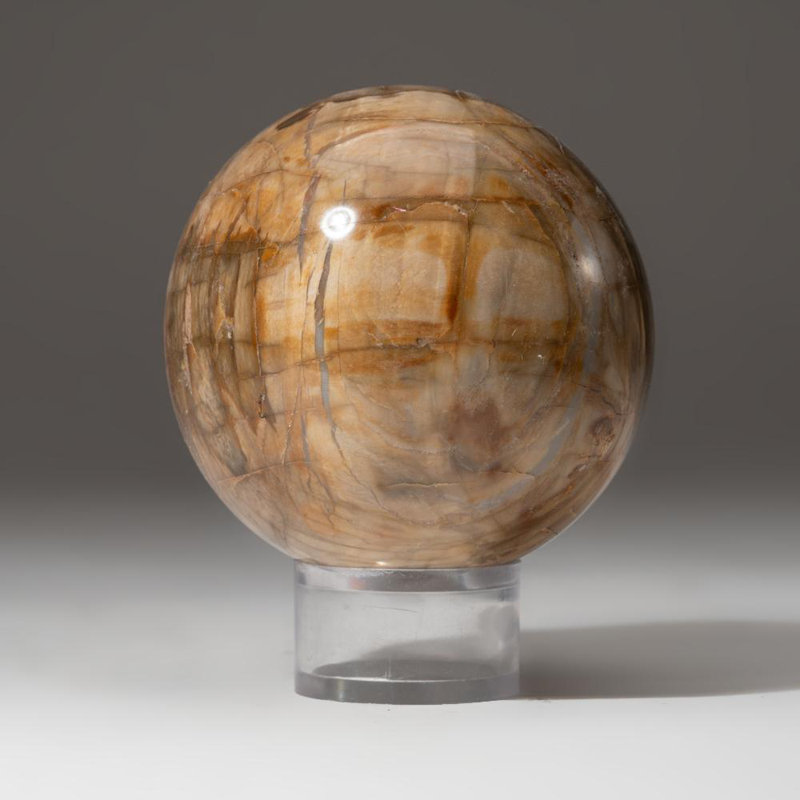 Polished Polychrome Sphere from Madagascar, 2.75" H x 2.75" W x 2.75" D, Gray/Black