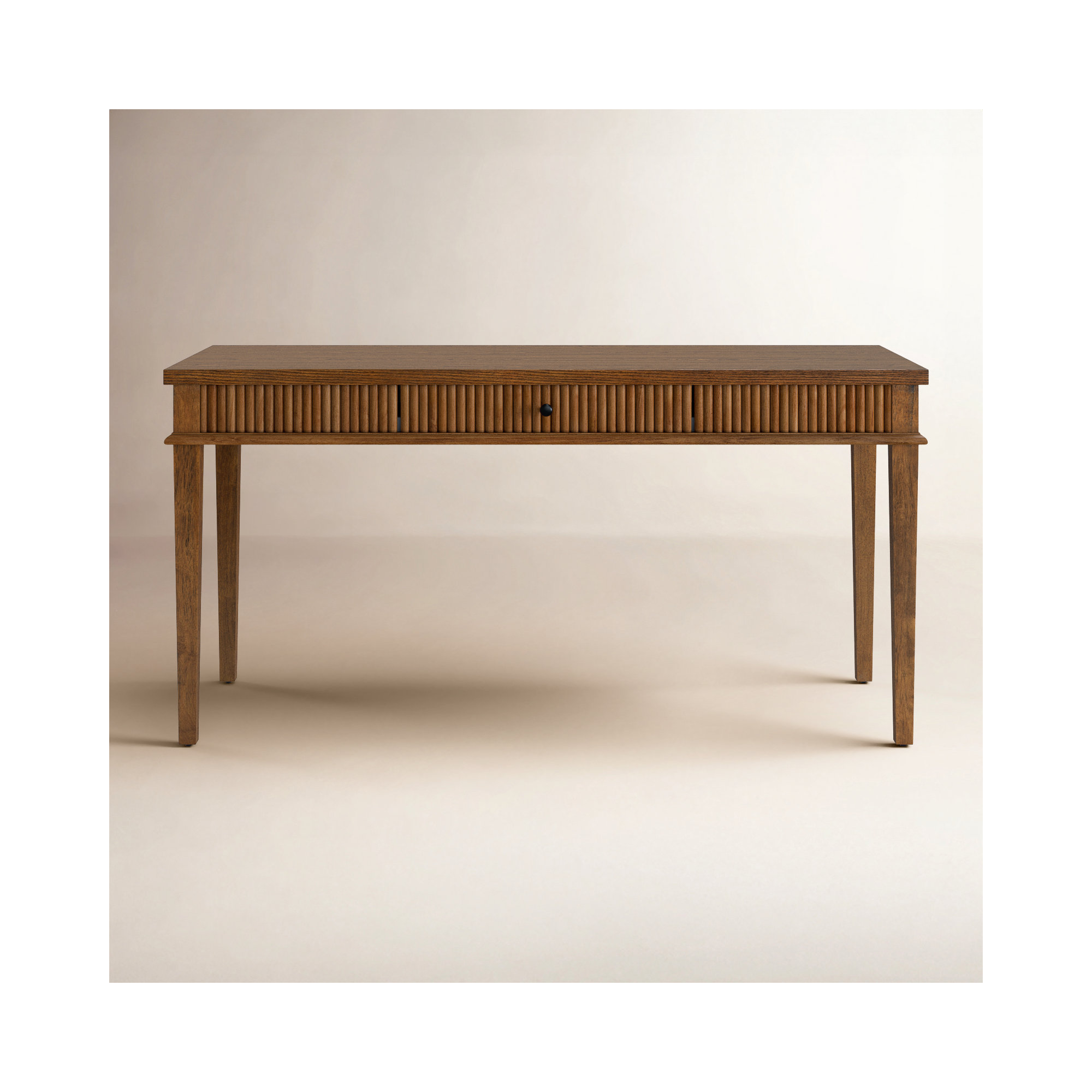 Haden 1 Drawer Reeded Desk, Medium Oak