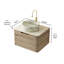 Ensemble de meuble-lavabo flottant à grain de bois en chêne blanc avec lavabo en céramique à motif de travertin et plateau en pierre frittée à motif de pierre-2098785352