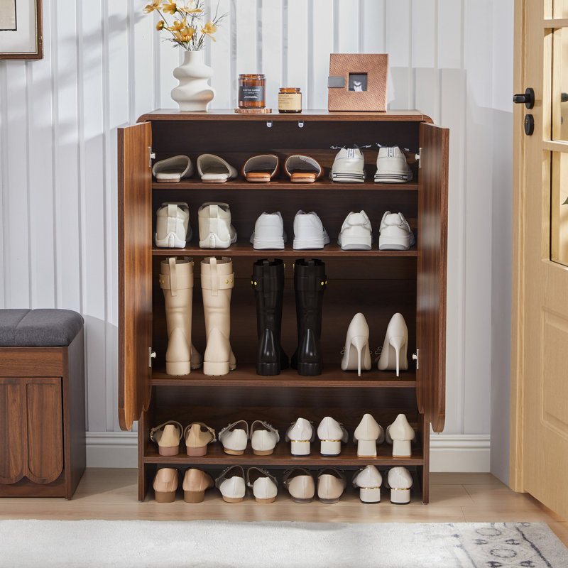 Armoire de rangement pour chaussures 24 paires avec tablettes réglables, Noyer