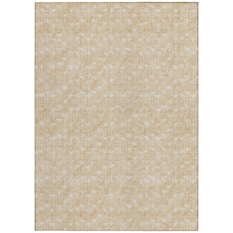 Tapis extérieur lavable antidérapant à motif géométrique brun clair 10 pi x 14 pi