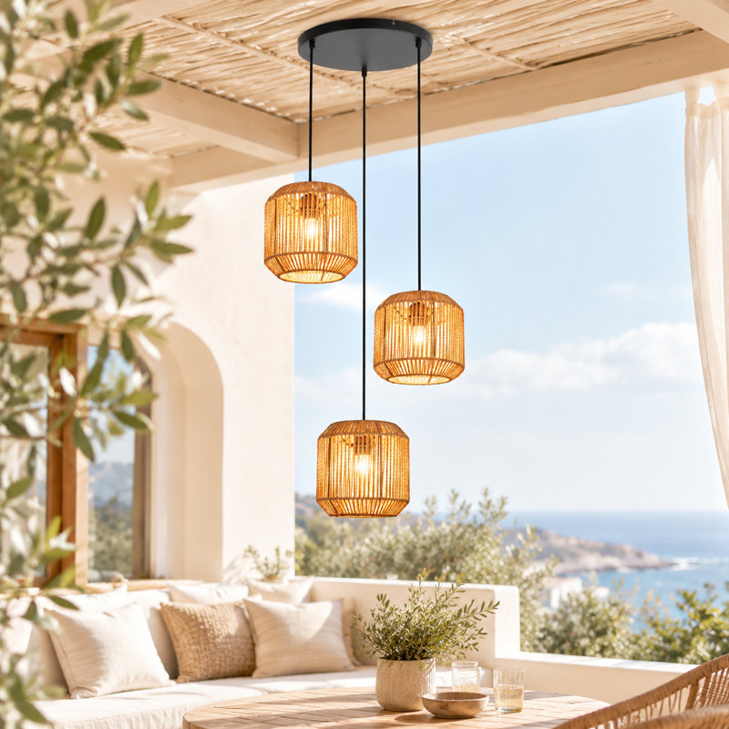 3 - Light Stainless Steel Caged Pendant