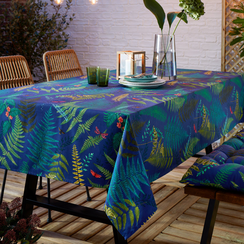 Alekzandra Woodland Fern Shower Proof Outdoor Cotton Dining Table Runner Cloth