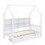 Lit simple en bois massif avec tiroirs doubles et tablettes de rangement pour enfants