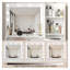 Bureau de coiffeuse blanc avec miroir et lumière, coiffeuse de maquillage avec 3 modes d'éclairage, grand tiroir et coiffeuse de rangement à 3 niveaux pour la chambre à coucher-1066543777