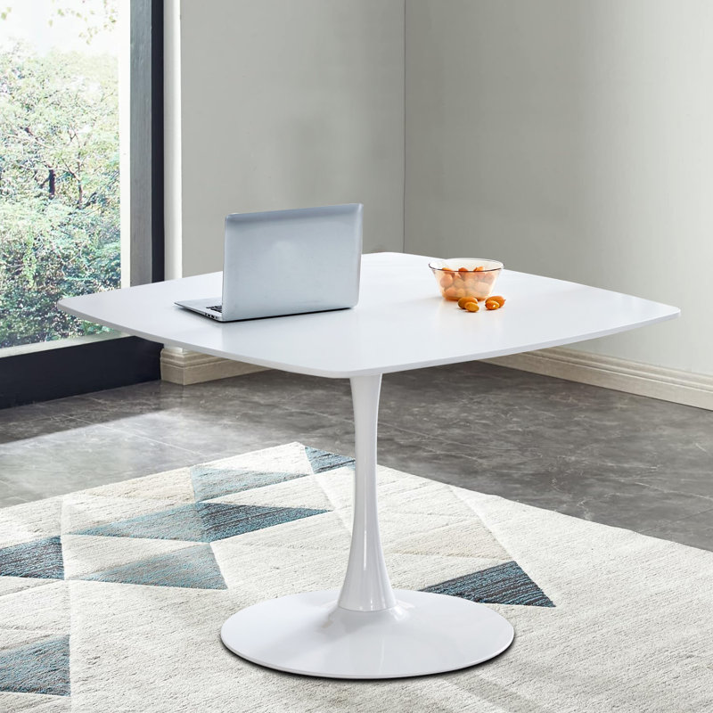 Princeton Metal Base Dining Table, White, 42.12" W x 42.12" L