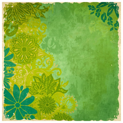 Green Floral Motif Shower Curtains Extra Long