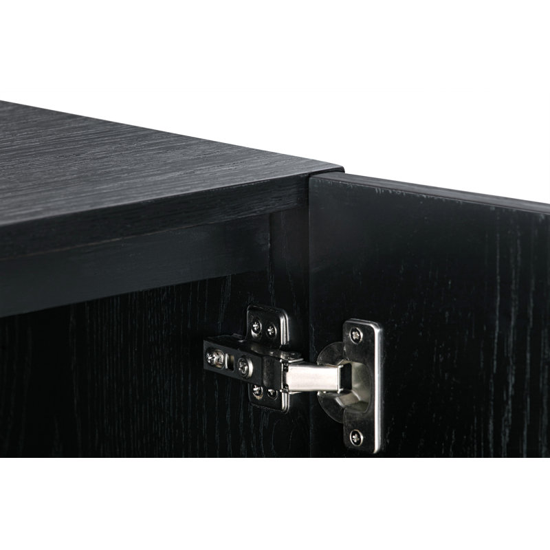 Dorleus 18" Wide 4 Door Sideboard Buffet in Black Brushed Oak Wood and Metal