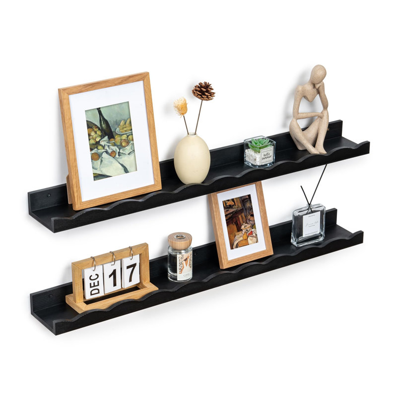 Étagère à livres pour chambre de bébé 2 pièces Malchand, Noir mat,  H 2,2 po x l 36 po x P 5 po