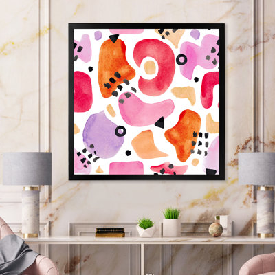 Retro Shapes In Purple And Red I - Modern Canvas Wall Art Print
