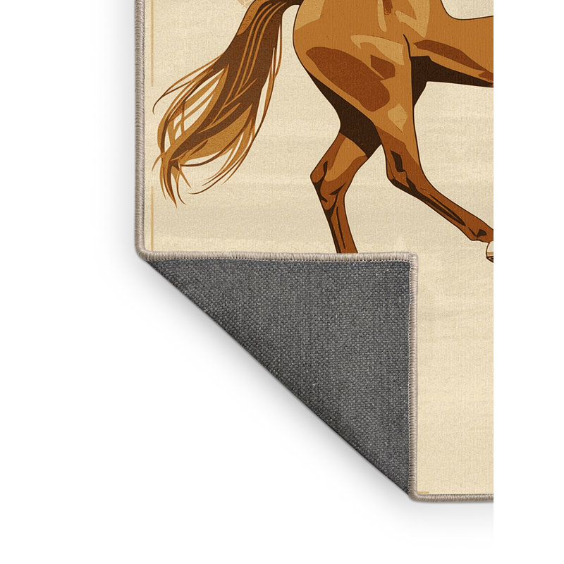 Tapis moelleux doux et moelleux de style équestre et de dressage de style équestre beige Erhart, 4 x 2