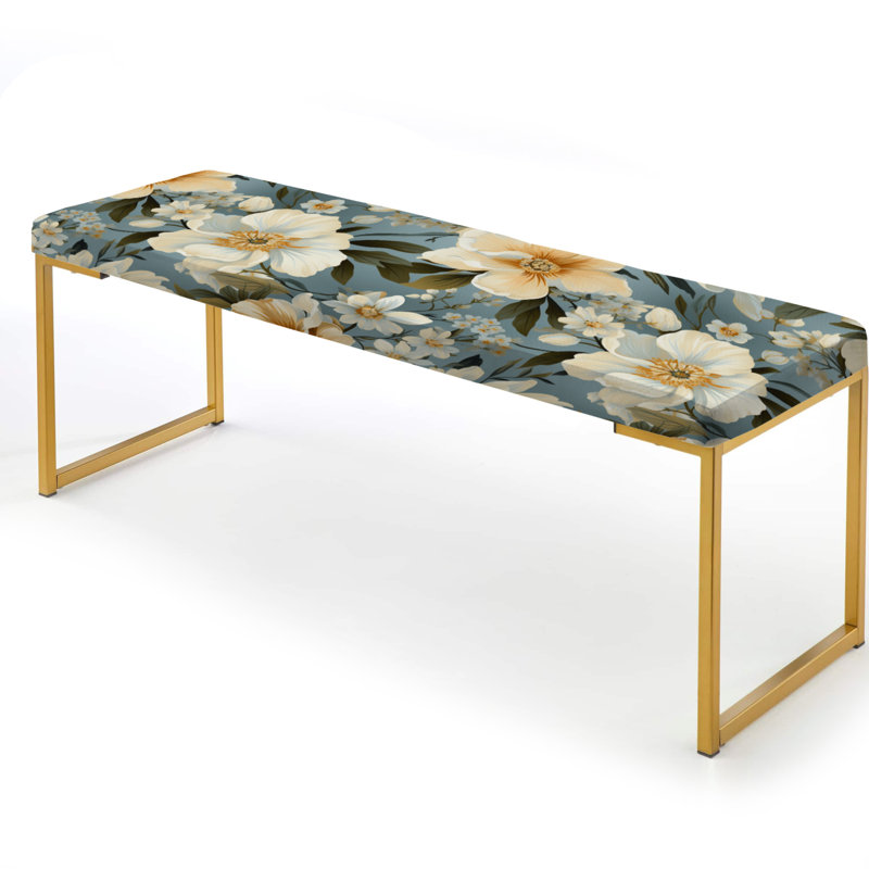 Boho Victorian Fusion Victorian Pattern II - Floral Upholstered Gold Bench