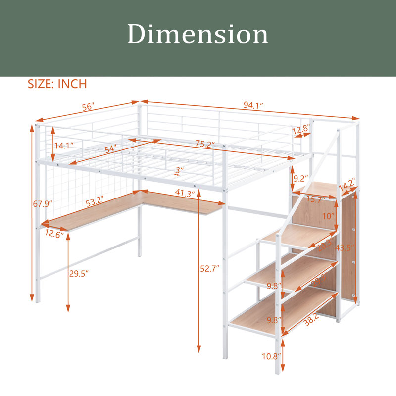 Dannica Kids Full Loft Bed, White